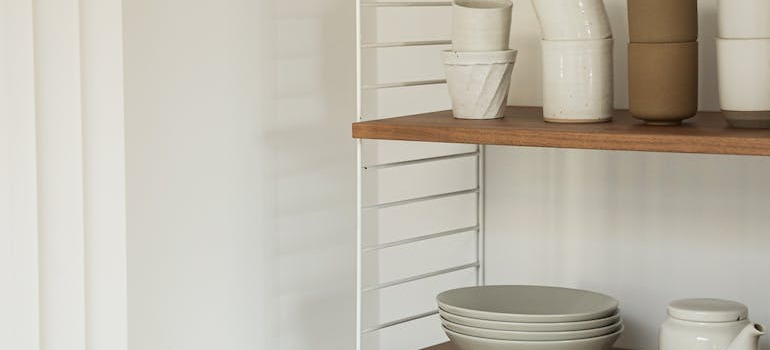 Shelves can help you organize the kitchen after you move