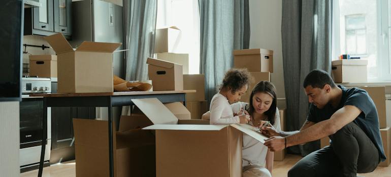 family packing form moving to one of the best commuter towns to Washington DC
