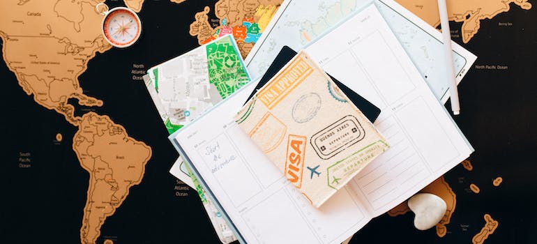 passport on top of a planner