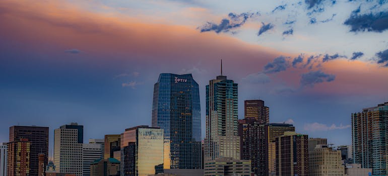sunset in Denver Downtown