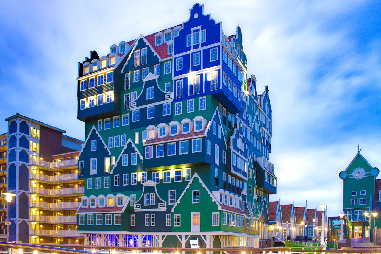 A colorful building in Amsterdam