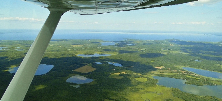 aerial shot of a Minnesota lakes