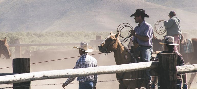 Cowboys at a farm