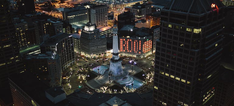 the city of Indianapolis at night