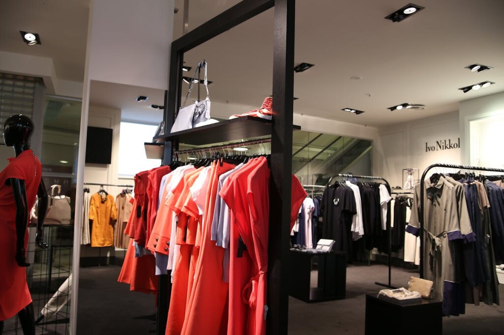 photo of women's clothing in a shop