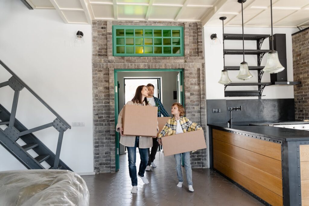 family moving into their new house