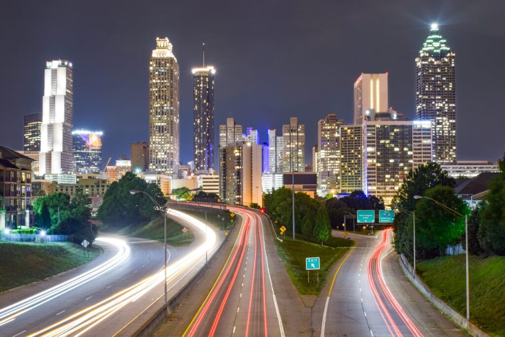 city of Atlanta, GA at night