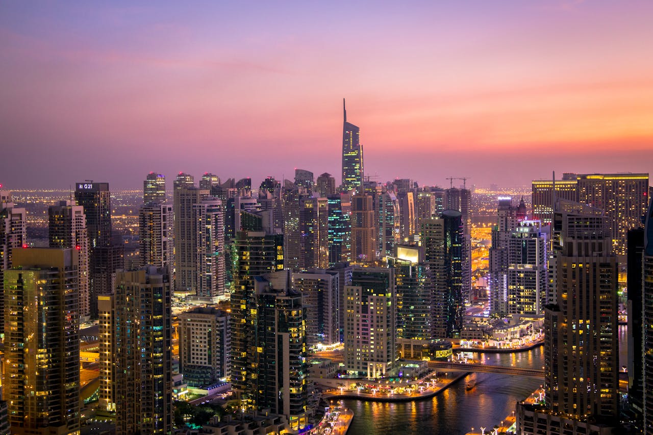 city of Dubai during the night