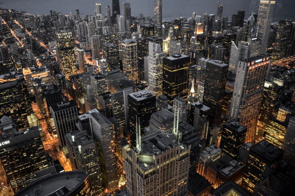 a city of Chicago during the night
