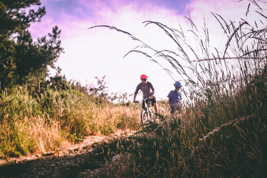 people biking