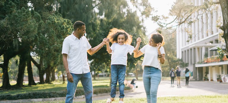 family having fun outside