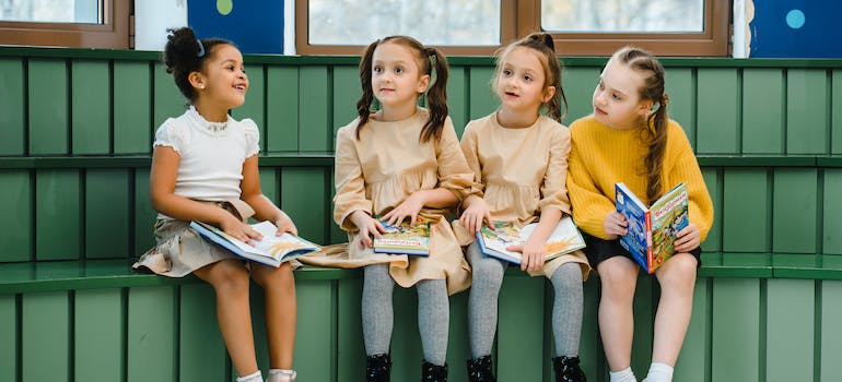 children sitting at school