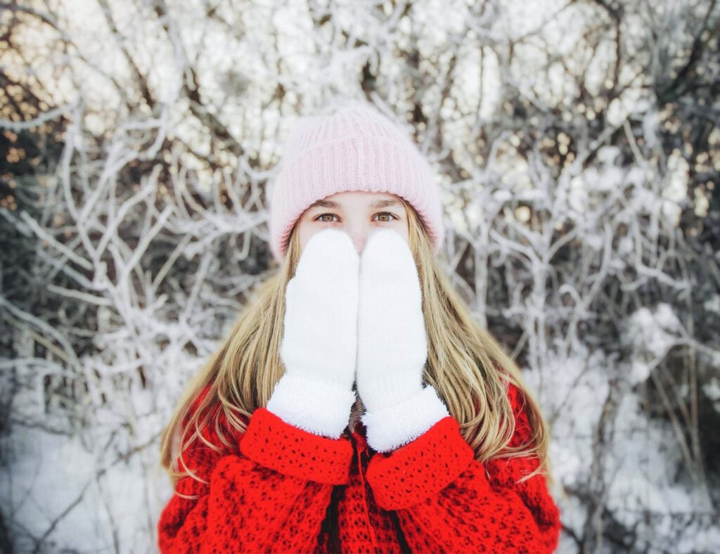 woman in winter clothes after moving to Wyoming