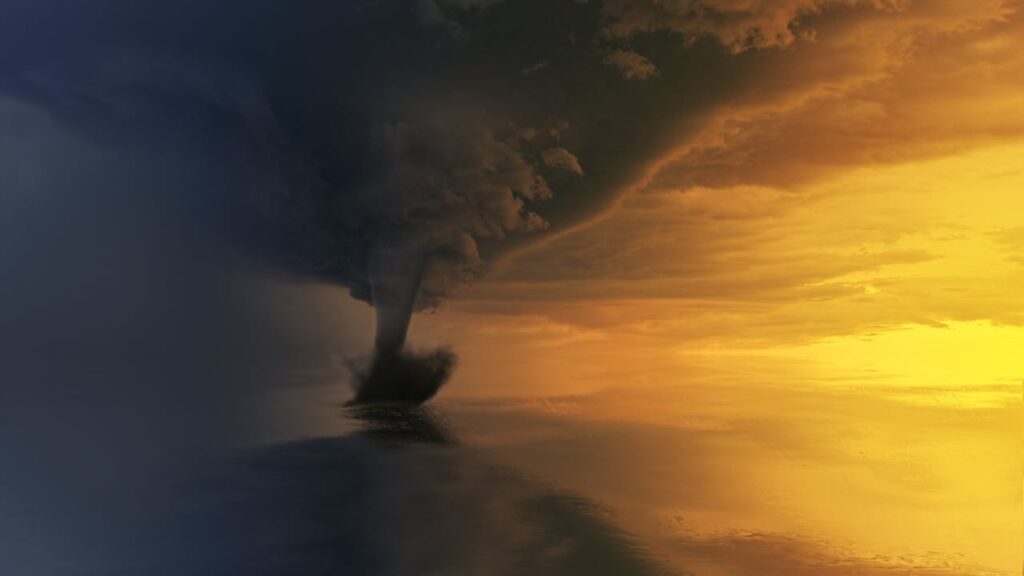 tornado on body of water