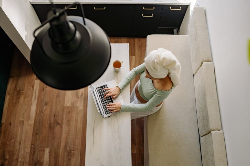 woman using her laptop