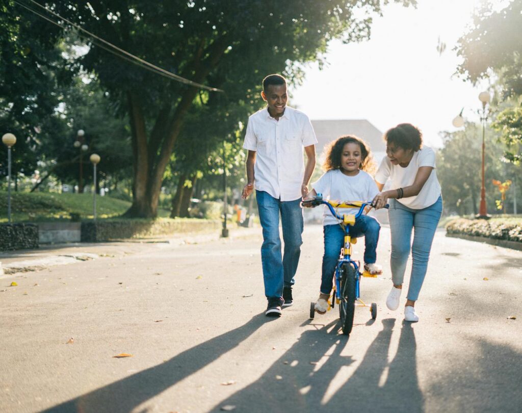 family having fun outside