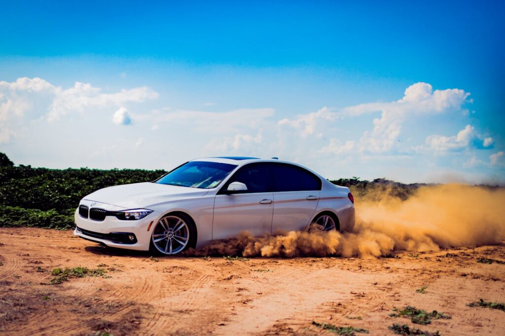 white BMW car