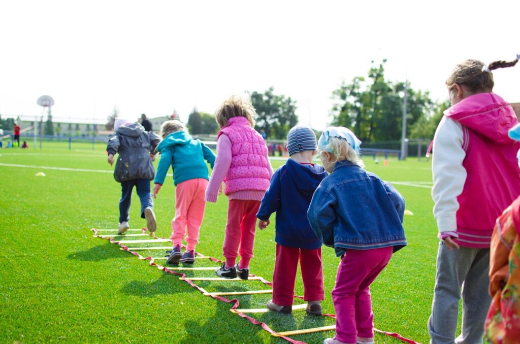 children playing games outside