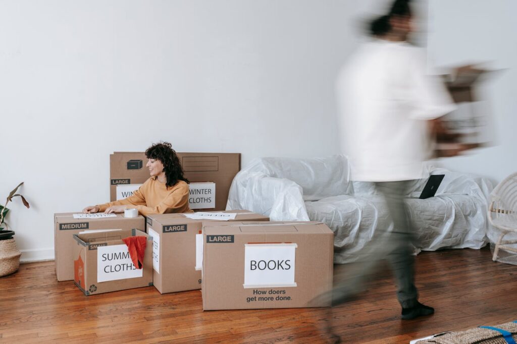 woman packing boxes