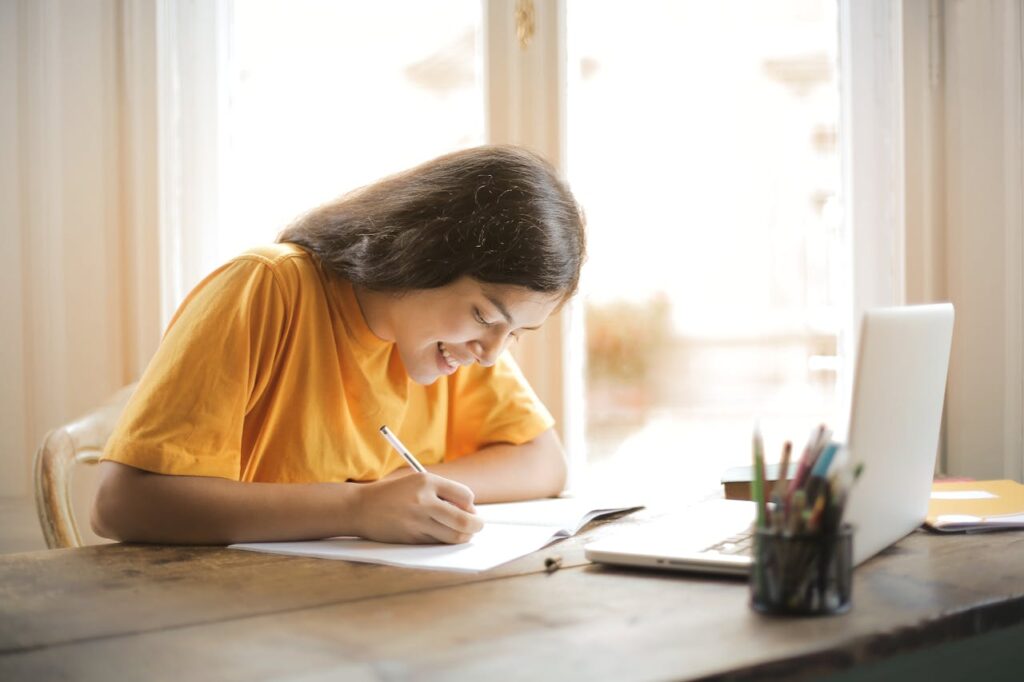 woman writing something