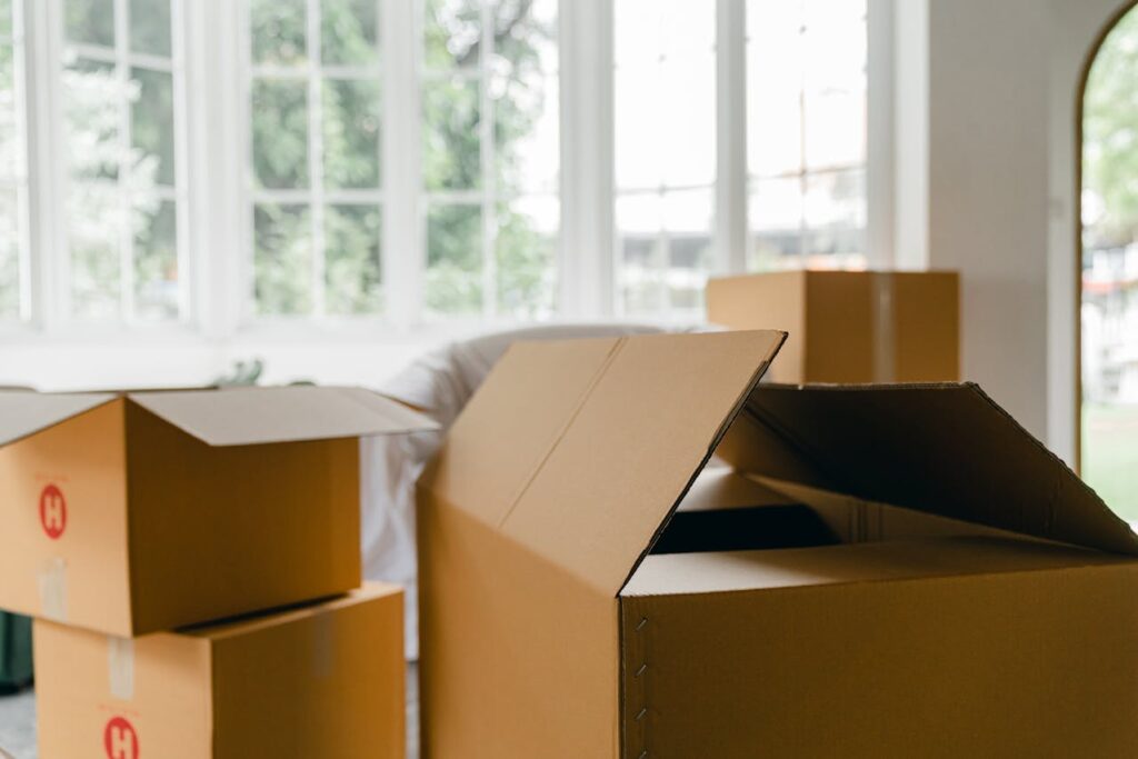 moving boxes in a room
