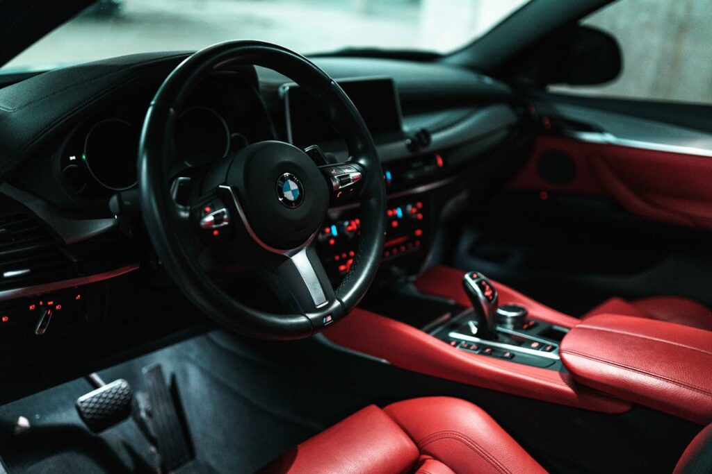 red interior of a car