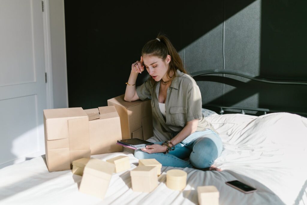 woman looking at her laptop