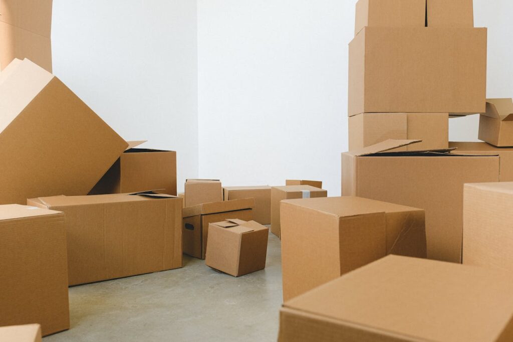 boxes on floor