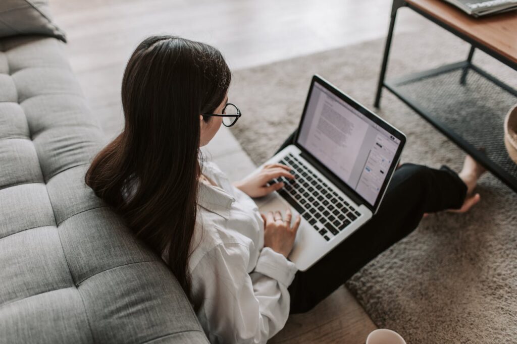 woman using her laptop