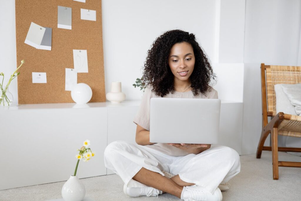 woman using laptop