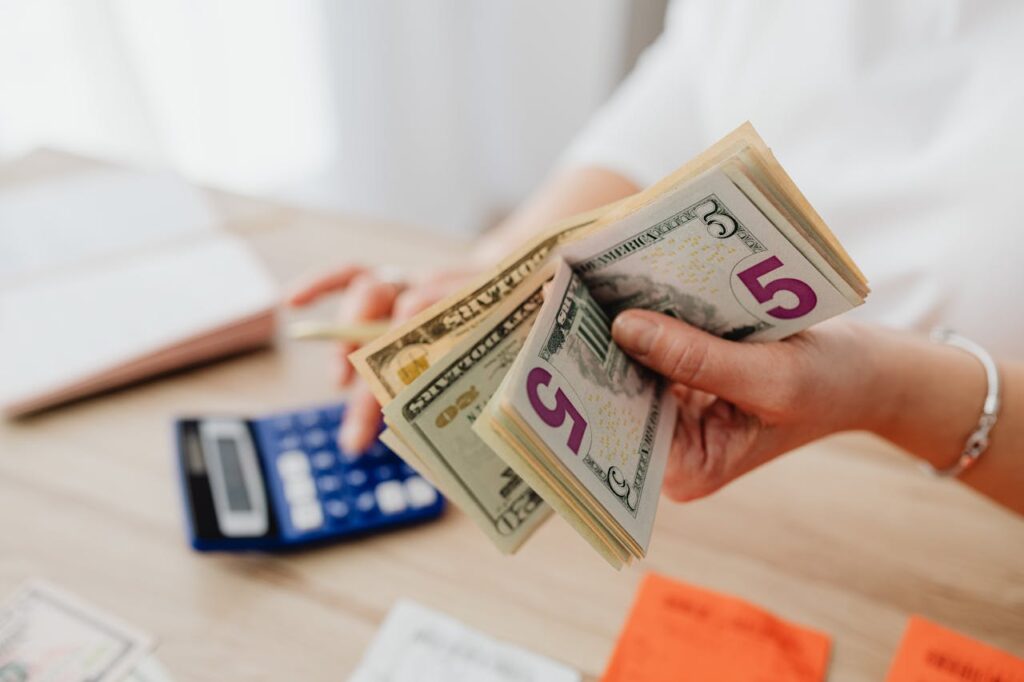 woman counting money
