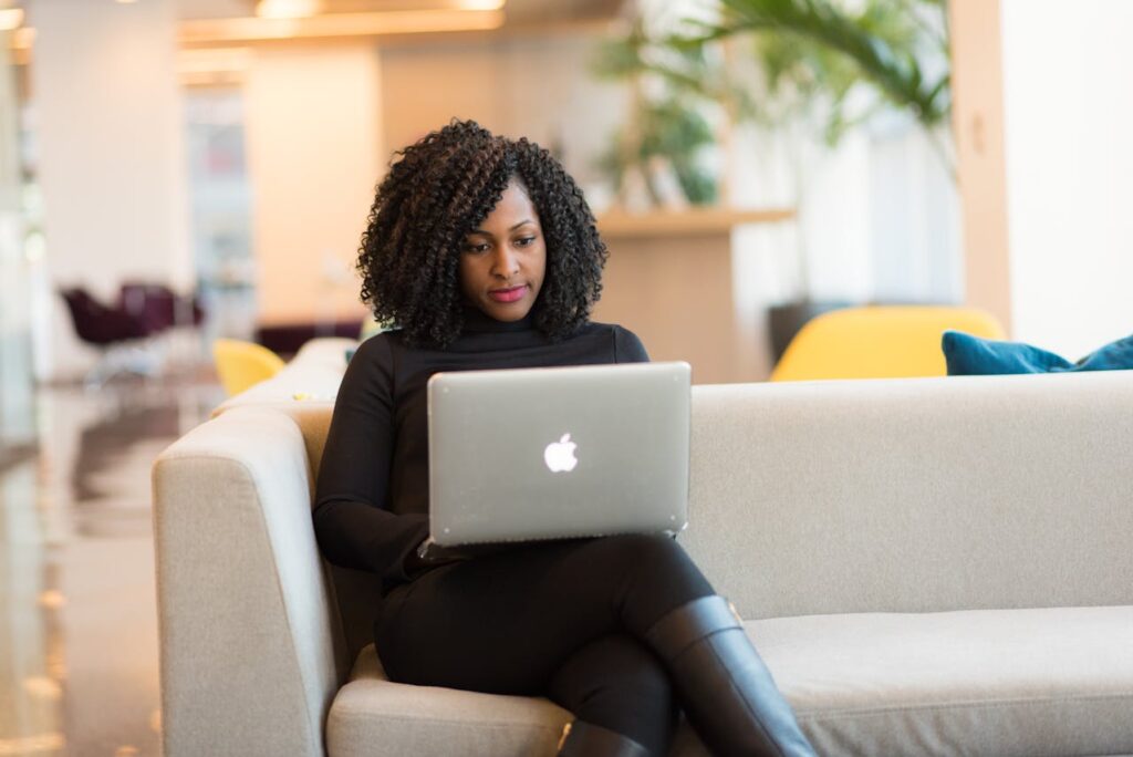 woman using her laptop