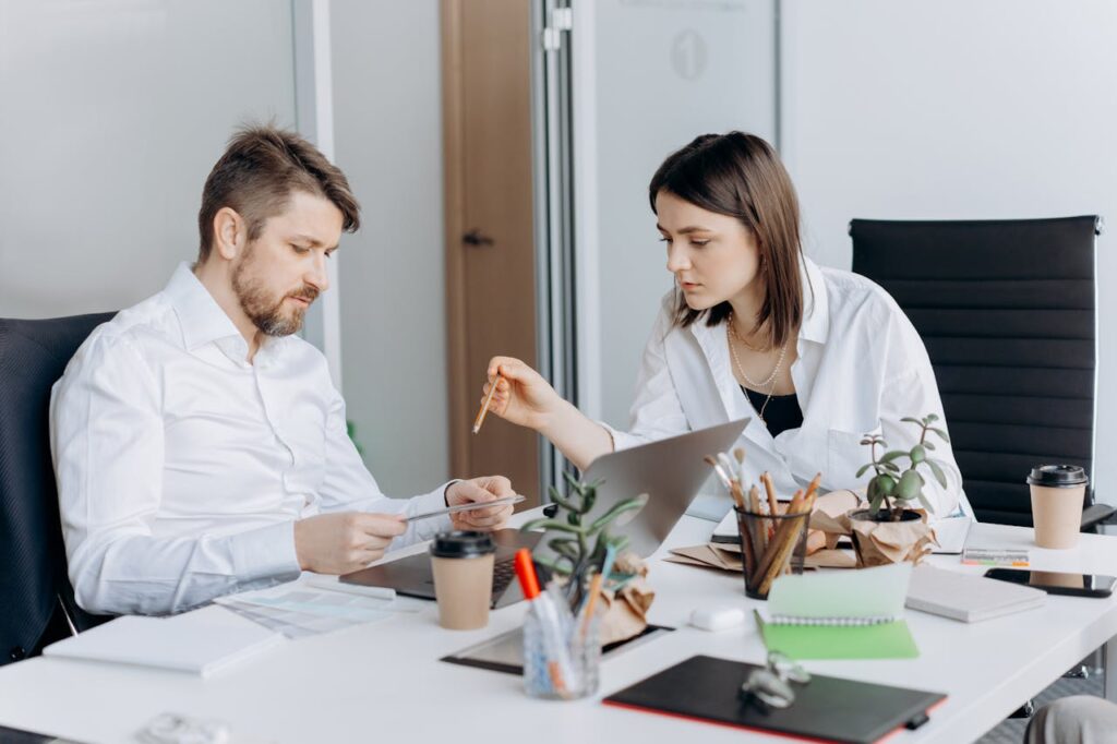 Coworkers Working Together at the Office
