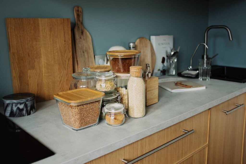 Clear Glass Jars on Table

