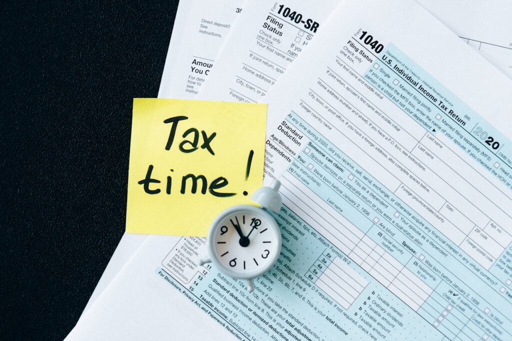 Tax Documents on Black Table
