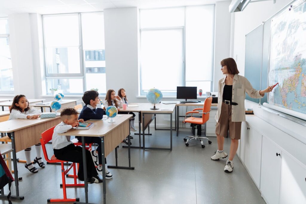Teacher Discussing Her Lesson About Geography