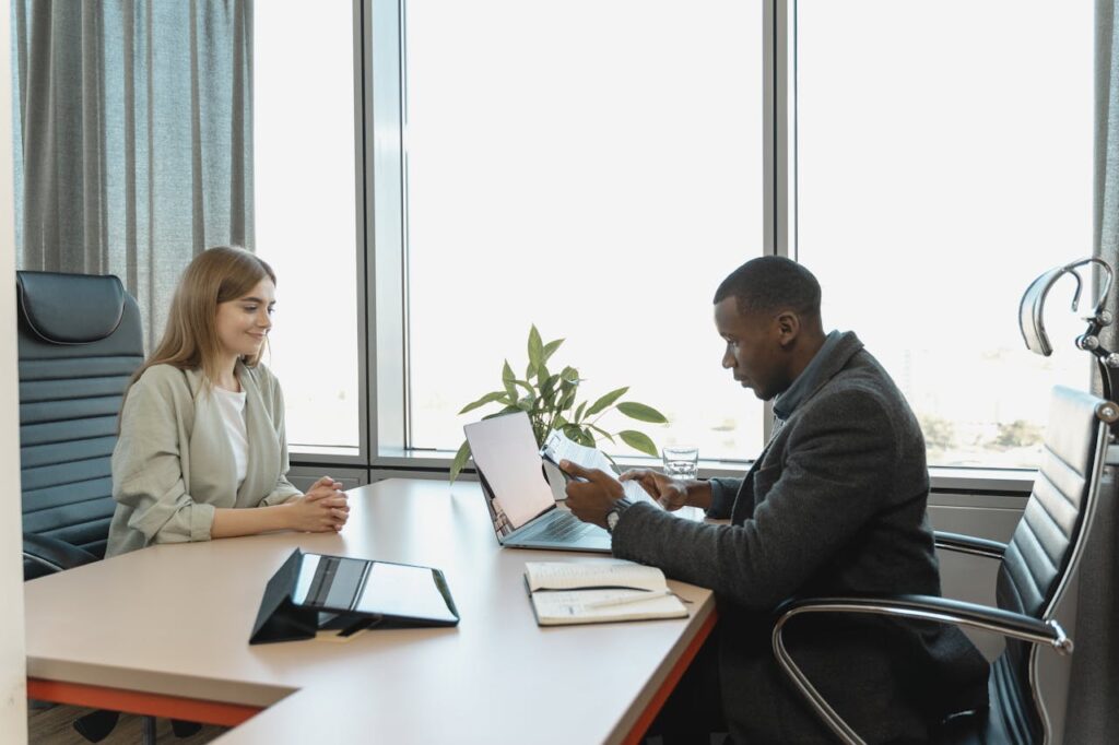 Man Interviewing the Woman