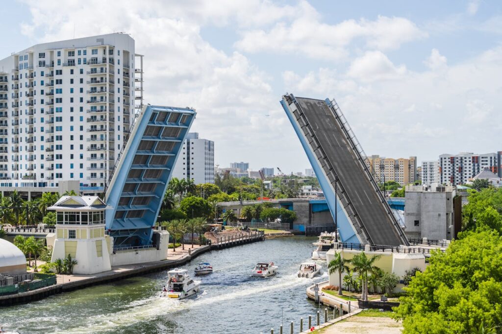 Scenic View of Miami Drawbridge and Skyline