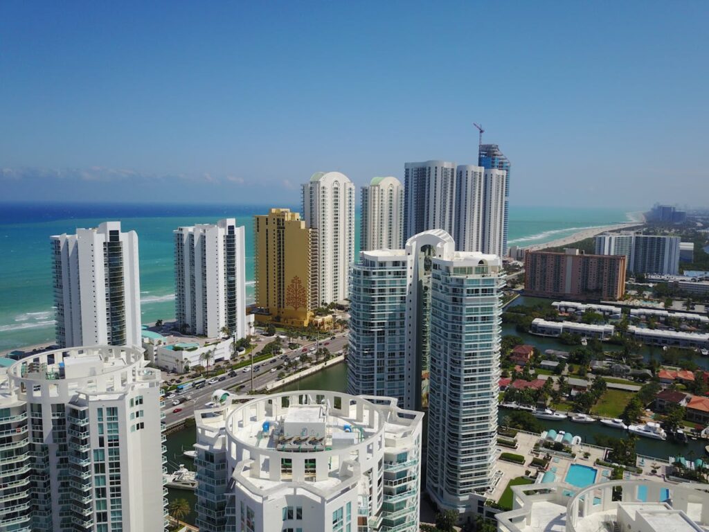 View of Skyscrapers at Sunny Isles Beach in Florida, USA